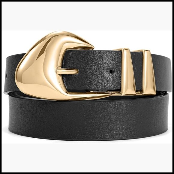 Faux Leather Belt with Gold Buckle for Women\'s Jeans and Dresses main image 6